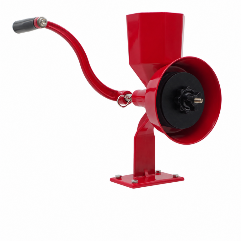 red grinder with clamp removed. Wondermill Junior Basic Hand Grain Mill - Red