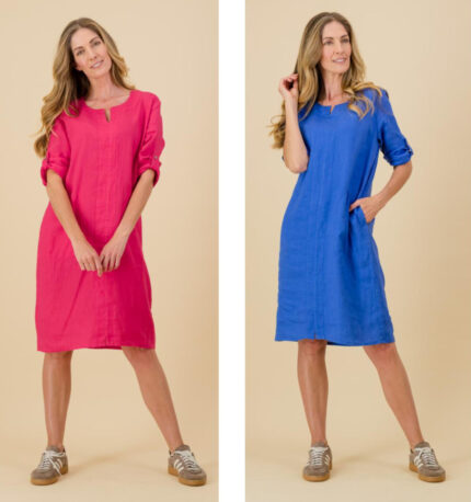 88d5d7bd-43de-437a-8475-3d263c4f56b0. LINEN DRESS W/TAB