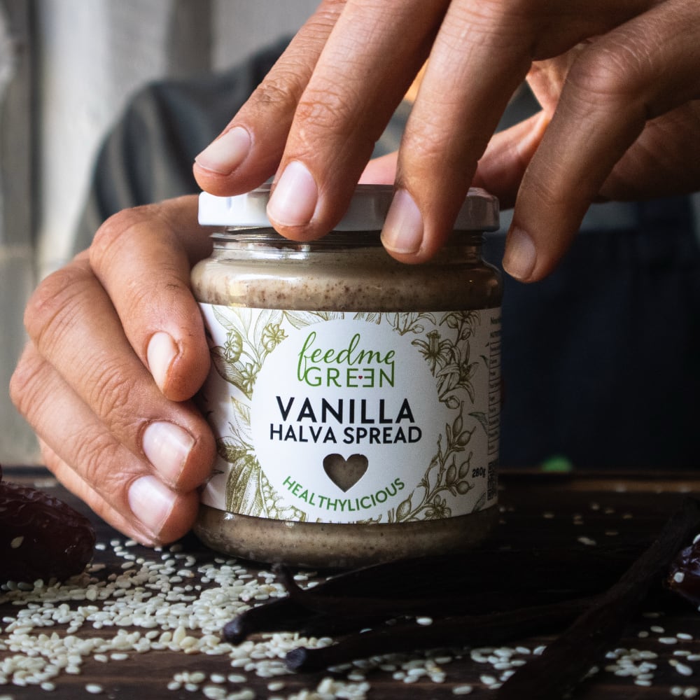 siproduct-3559-3404-f7f2940f7656321c9615274c70b780b05816942e halva-spread-vanilla-250ml. Feed Me Green Vanilla Halva Spread 250ml