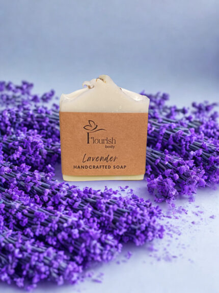 flourish body lavneder soap. Lavender Handcrafted Soap | Natural Soap for Sensitive Skin & Babies 110g Flourish Body