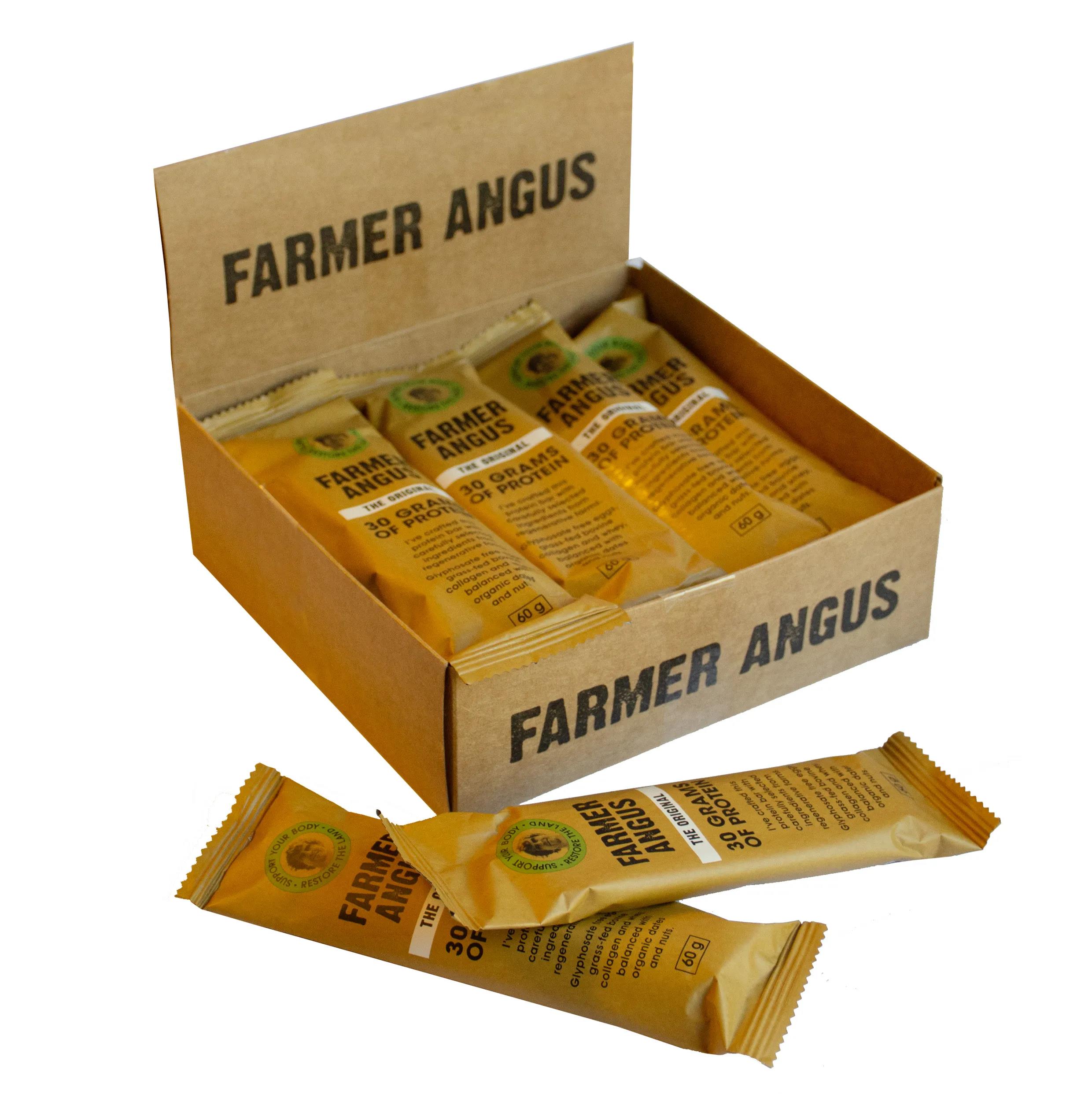 siproduct-3587-3482-63039cc96934c8409aa1446f81024f6b91fb2a09 farmer-angus-open-protein-box-2. Farmer Angus Protein bar 60g