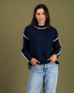 soul_knt80_contrast_stitch_knit_navy__1_custom. CONTRAST STITCH KNIT SWEATER