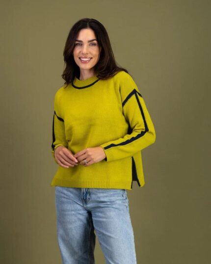 soul_knt80_contrast_stitch_knit_pear__1_custom. CONTRAST STITCH KNIT SWEATER